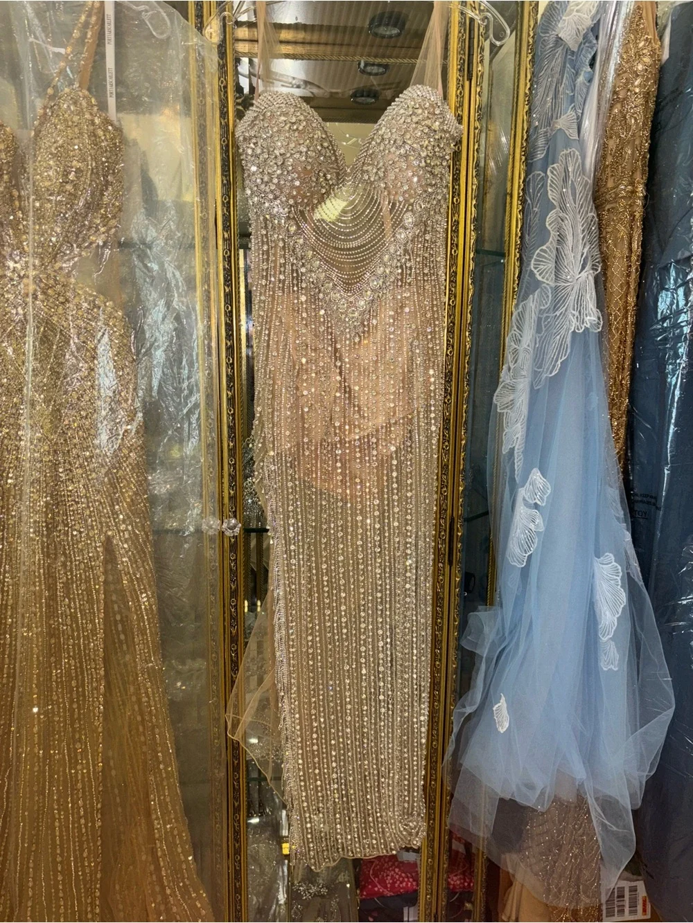 Custom Embellished Beaded Evening Gown / Prom Dress | Size 4